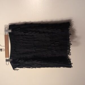 Le Chateau Women Fringe Mini Skirt Black Chiffon Size 7/8